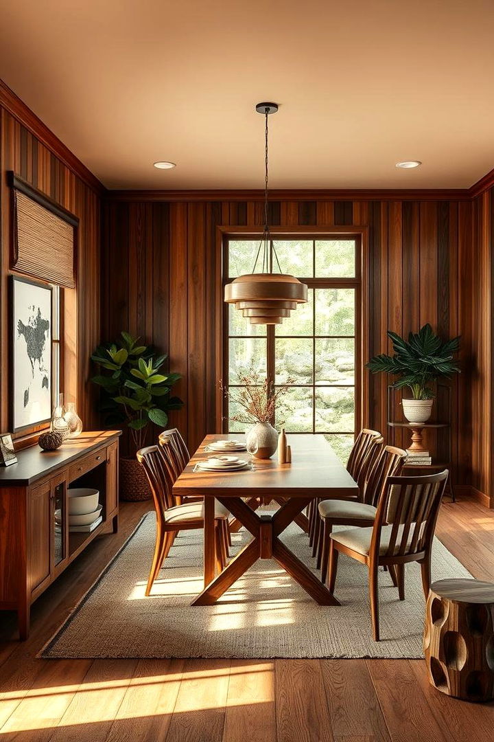 Rich Wood Tones and Natural Materials - 22 Moody Dining Room Ideas
