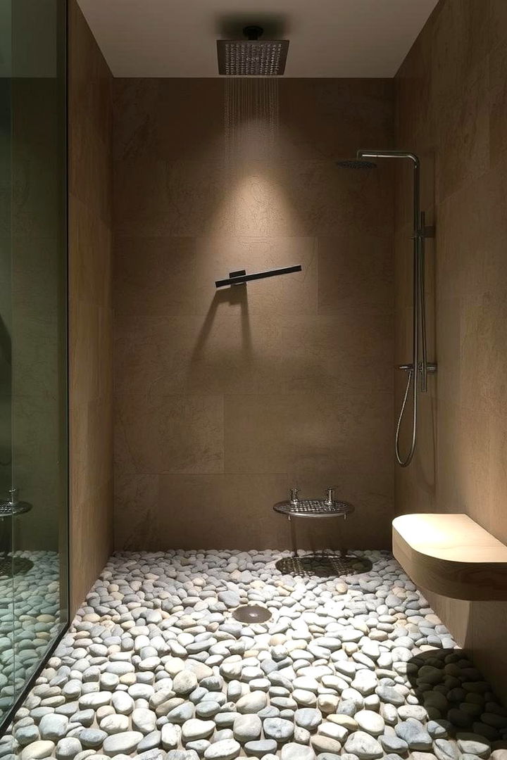 River Pebble Shower Floors - 22 Tuscan Bathroom Ideas