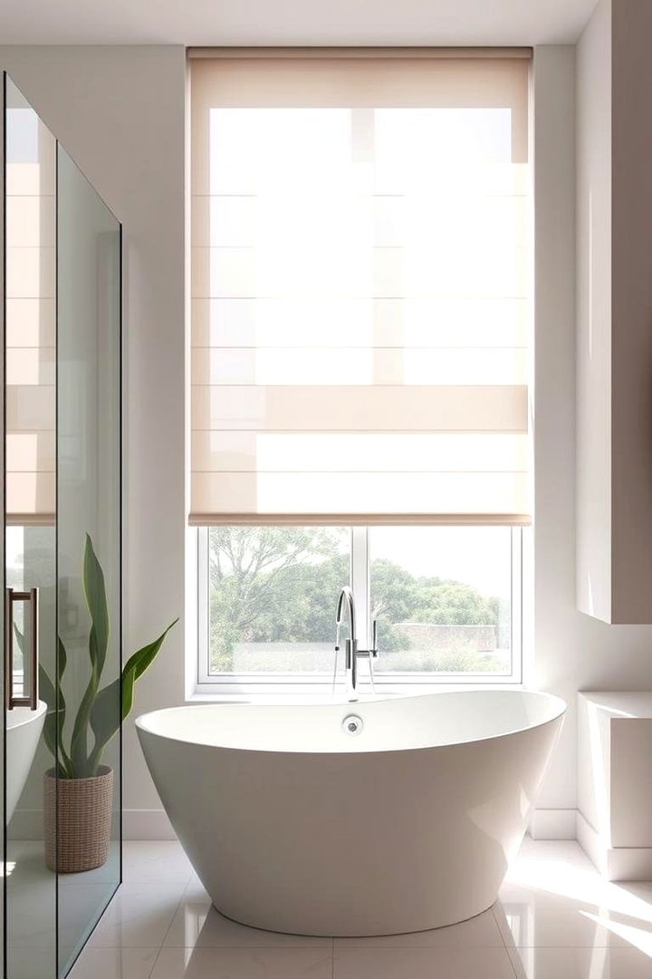 Roller Shades for Modern Design - 22 Bathroom Window Treatment Ideas