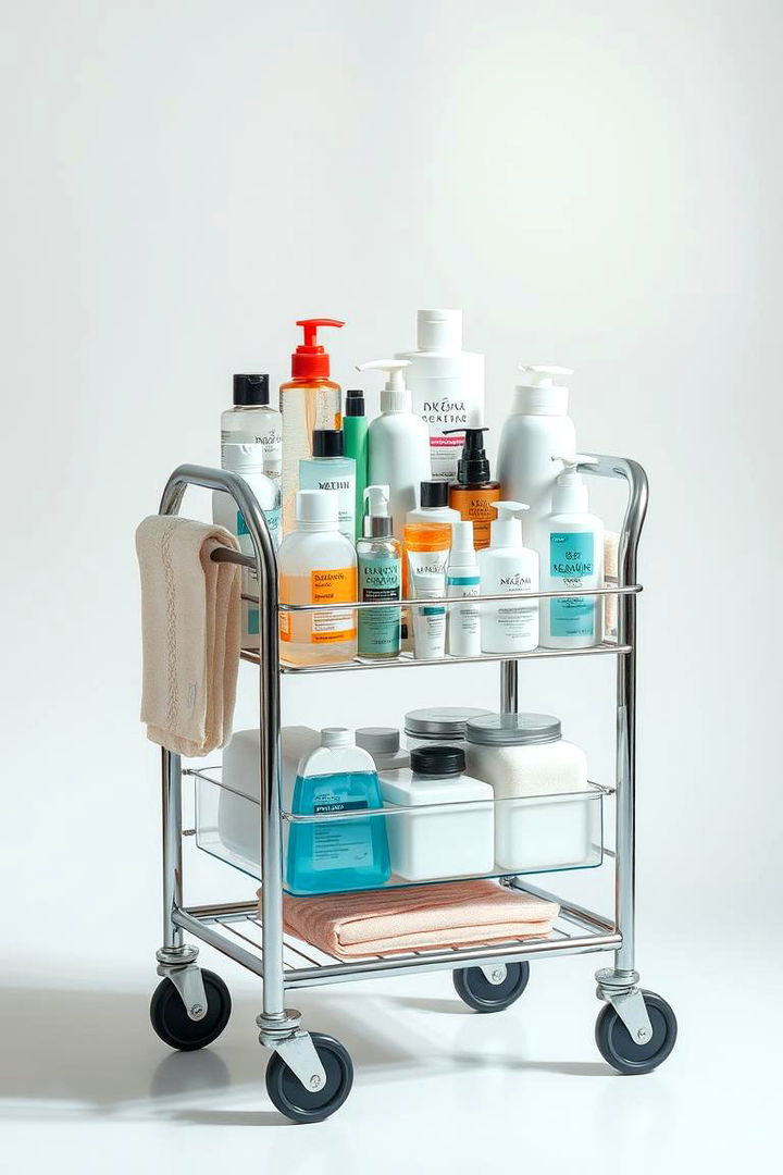 Rolling Carts for Flexible Mobility - 22 Bathroom Counter Organization Ideas