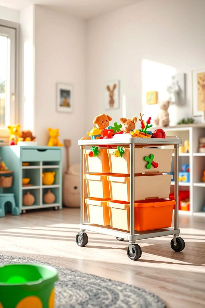 Rolling Carts for Mobile Organization - 22 Playroom Storage Ideas