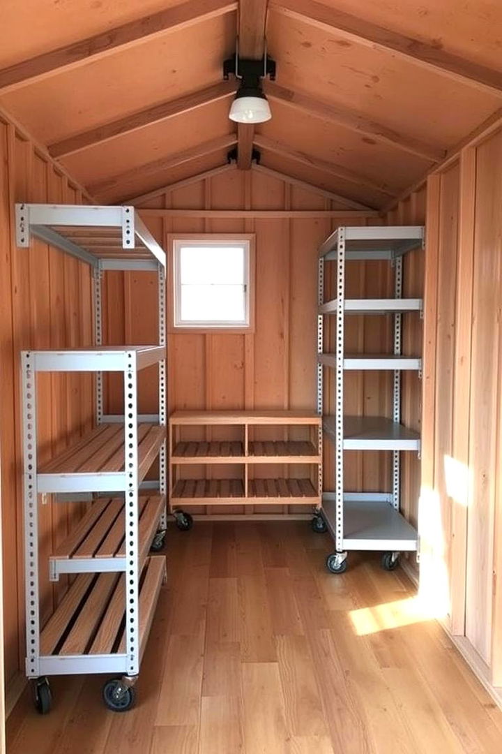 Rolling Shelf Units - 22 Shed Shelving Ideas