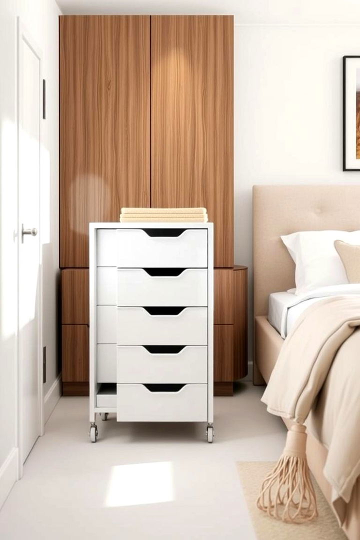 Rolling Storage Cart - 22 small bedroom storage ideas