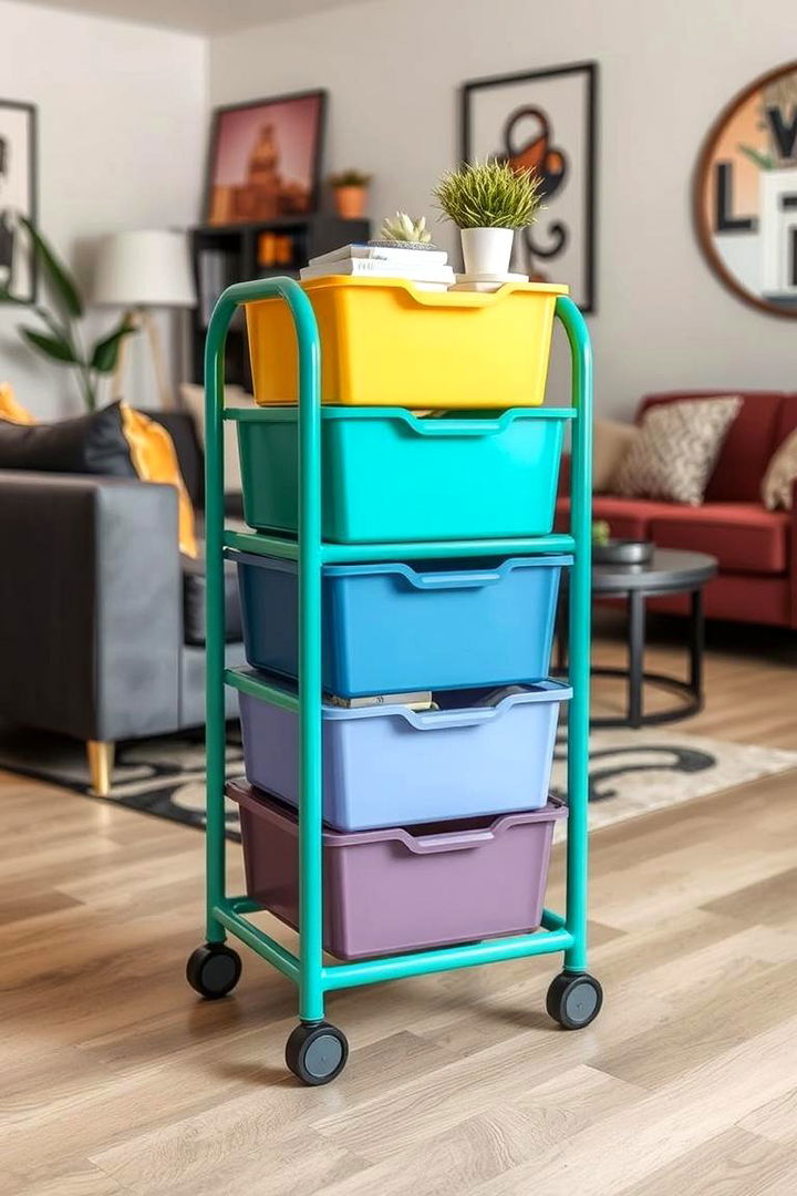 Rolling Storage Carts for Flexible Organization - 22 Living Room Toy Storage Ideas