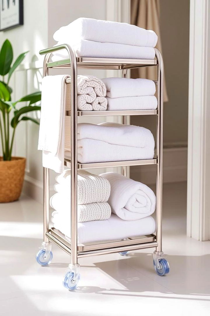 Rolling Towel Carts - 22 Towel Storage Ideas