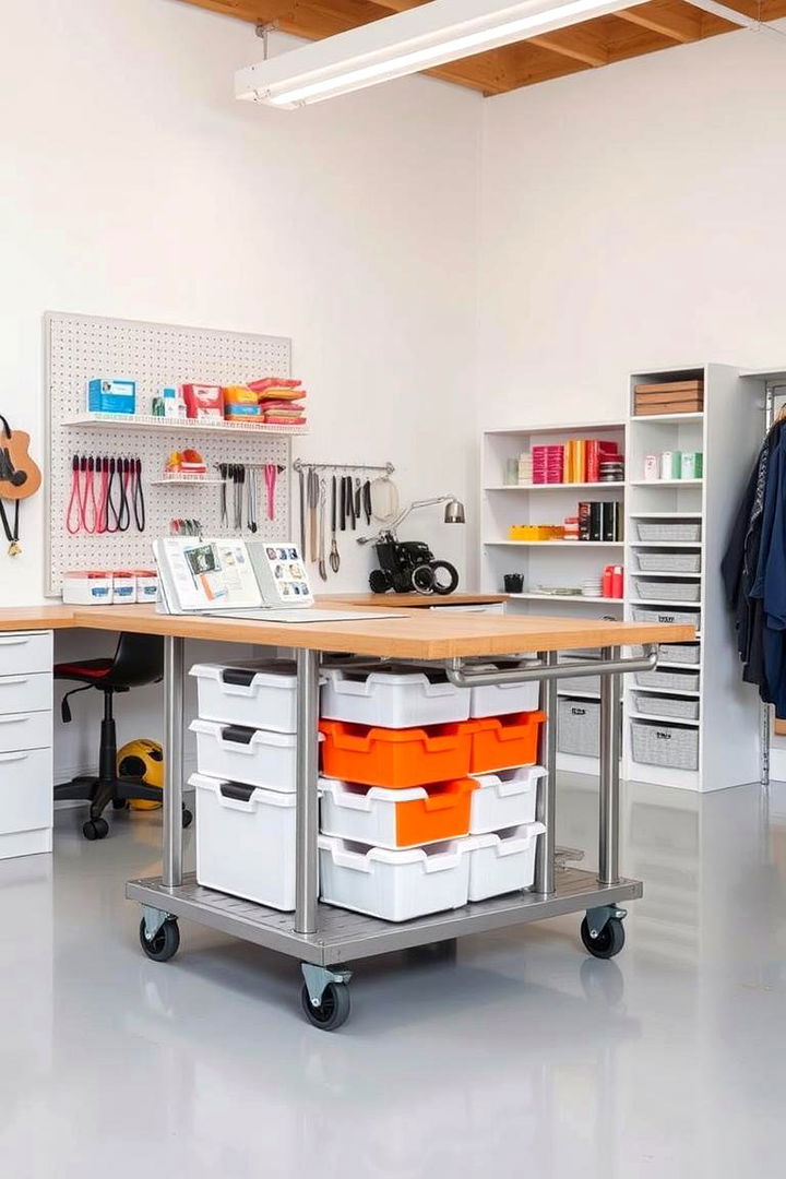 Rolling Workbench for On the Go Projects - 22 Craft Room Organization Ideas