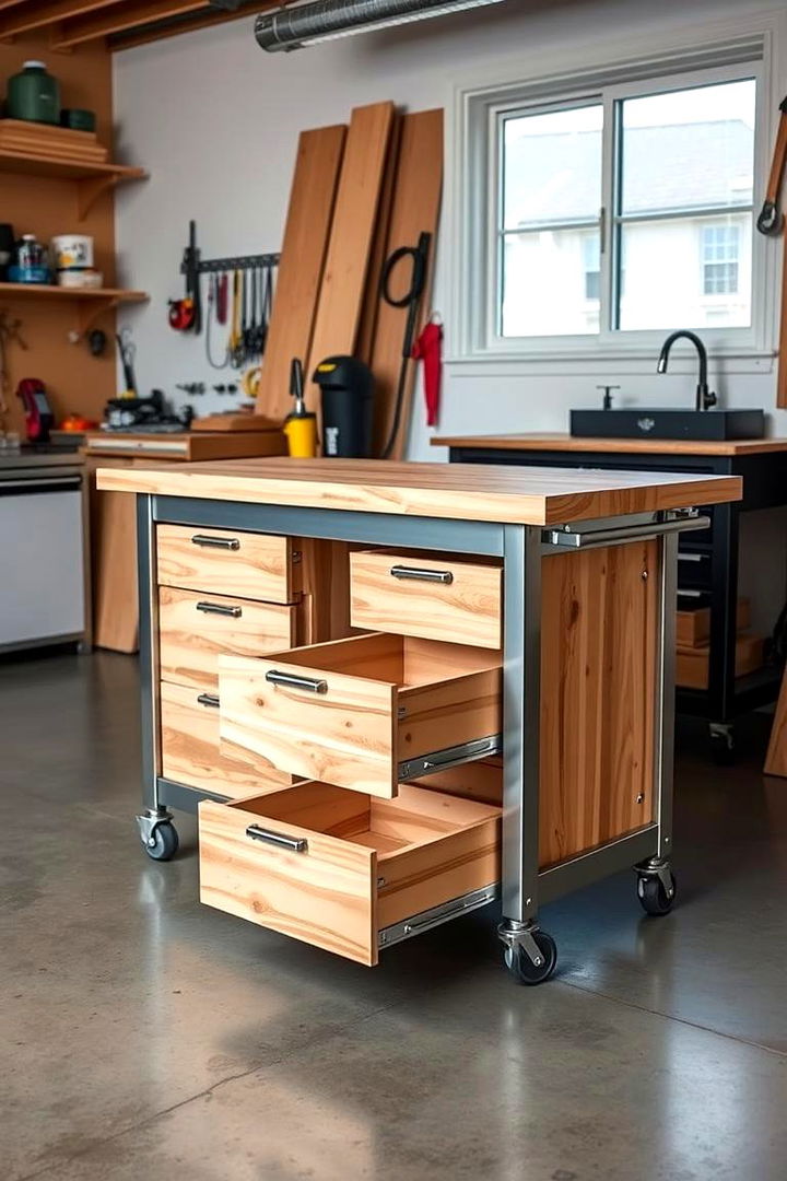 Rolling Workbenches with Storage - 22 Power Tool Storage Ideas