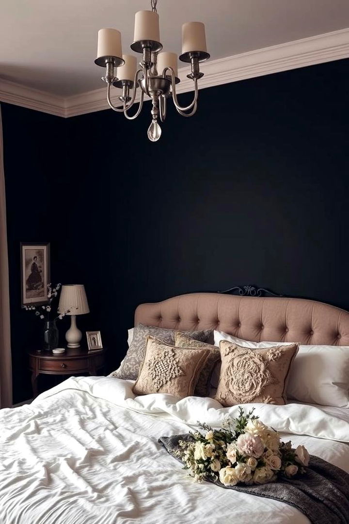 Romantic Ambiance - 22 Black Accent Wall Bedroom Ideas