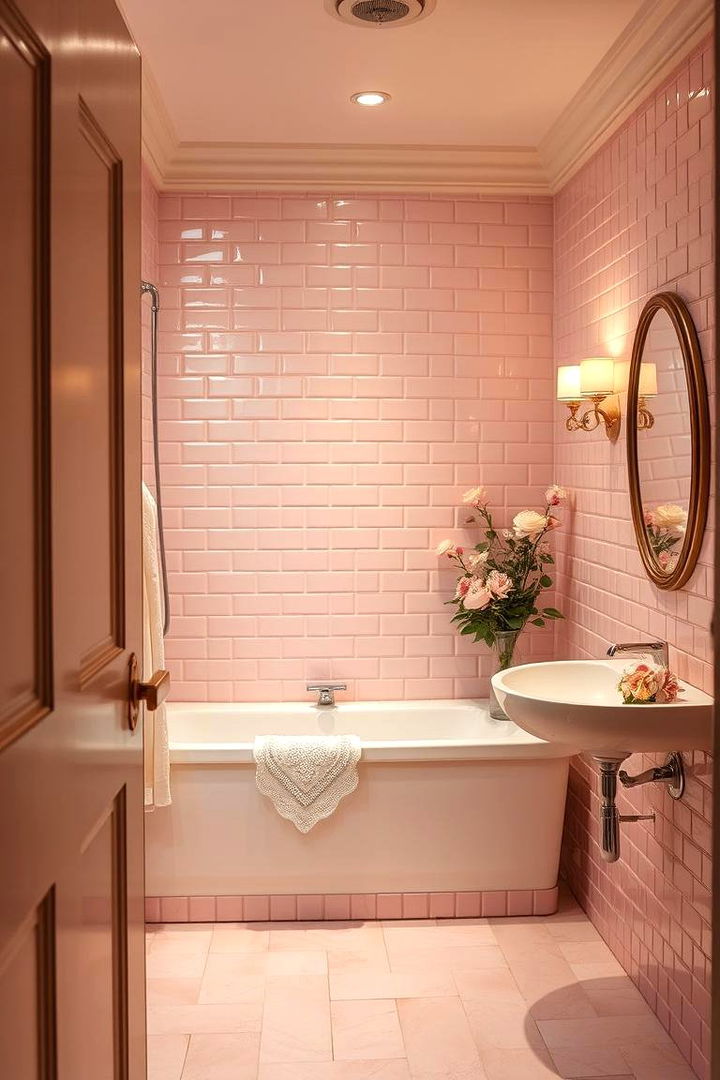 Romantic Ambience - 22 Pink Tile Bathroom Ideas