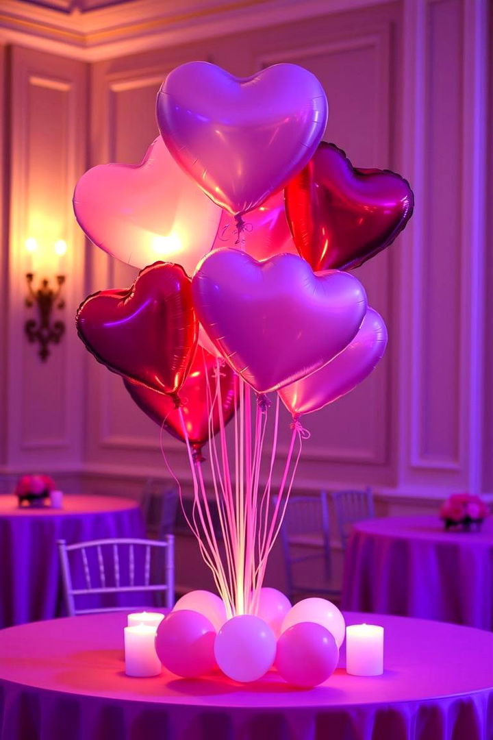 Romantic Heart Shaped Balloon Centerpiece - 22 Balloon Centerpiece Ideas