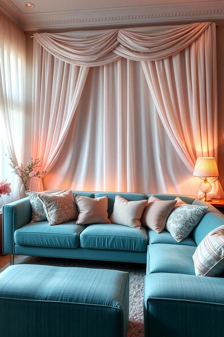 Romantic Soft Tones - 22 Teal Couch Living Room Ideas