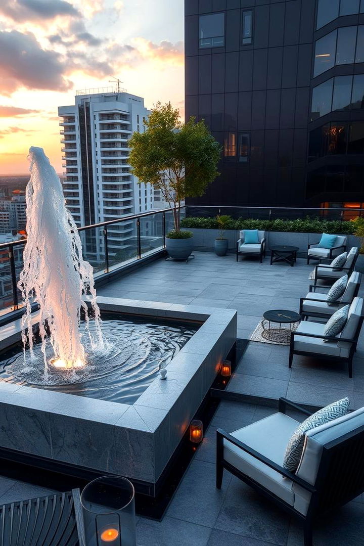 Rooftop Terrace with Water Feature - 22 Residential Rooftop Design Ideas