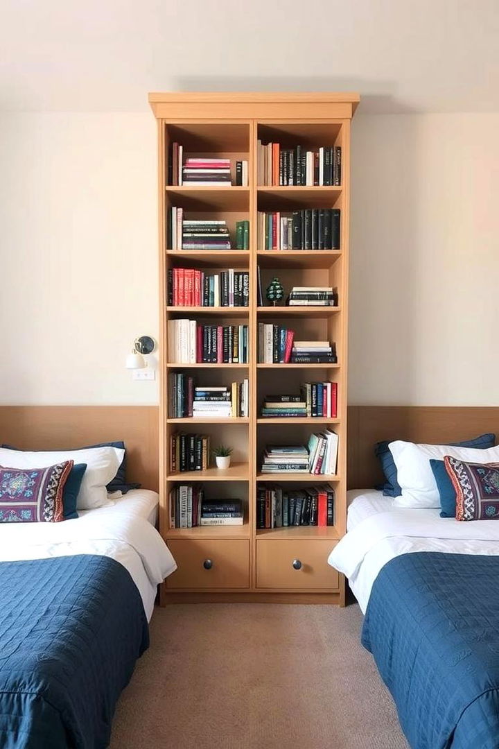 Room Divider Bookcases - 22 2 Beds in One Small Room Ideas