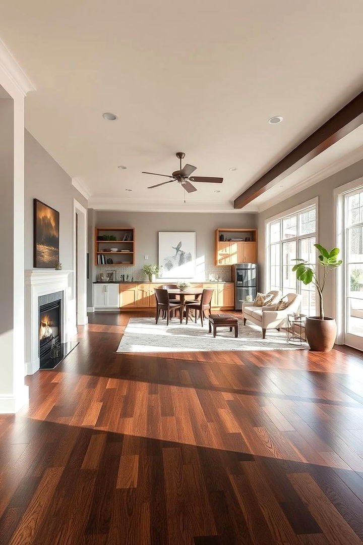 Room Integration Seamless Style Transition - 22 Dark Walnut Floors for Rooms