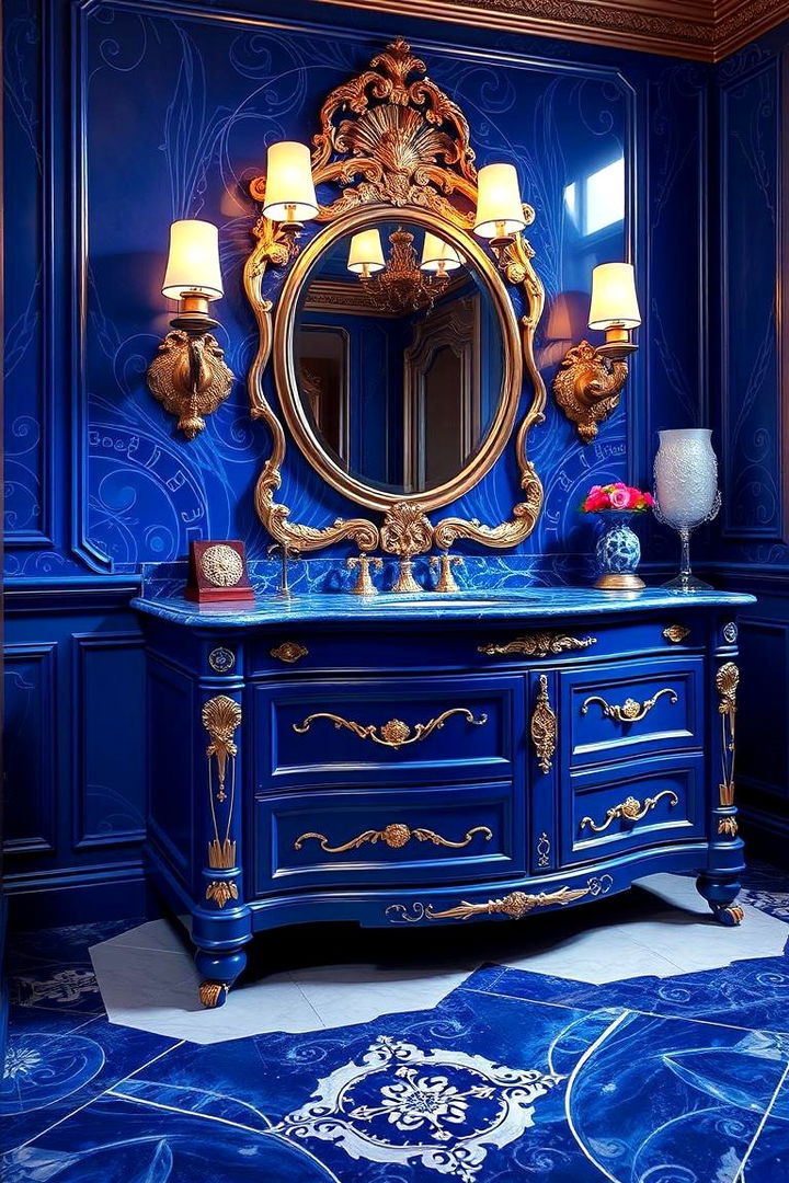 Royal Blue Glamour - 22 Blue Bathroom Vanity Ideas