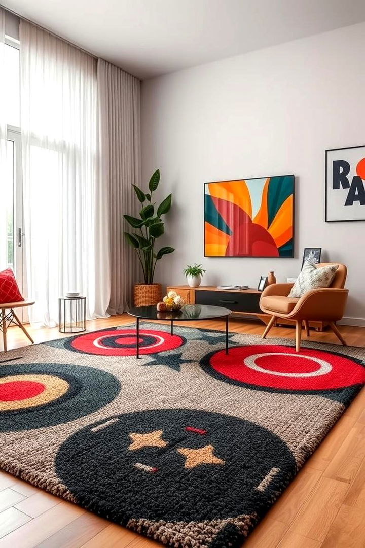 Rug with Gaming Motifs for Added Texture - 22 Boys Gaming Bedroom Ideas
