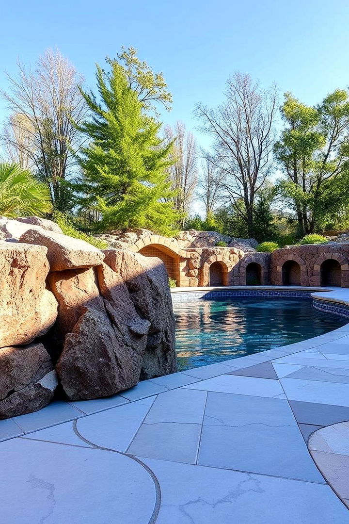 Rugged Concrete with Smooth Transitions - 22 Concrete Pavers Around Pool Ideas