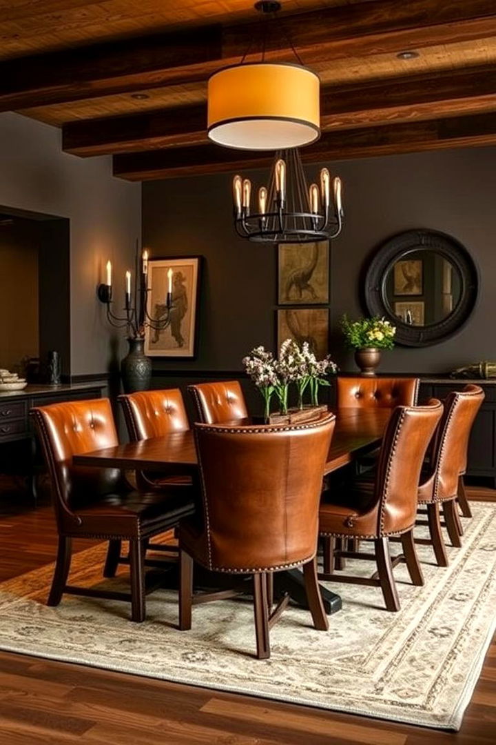 Rugged Leather Chairs - 22 masculine dining room ideas