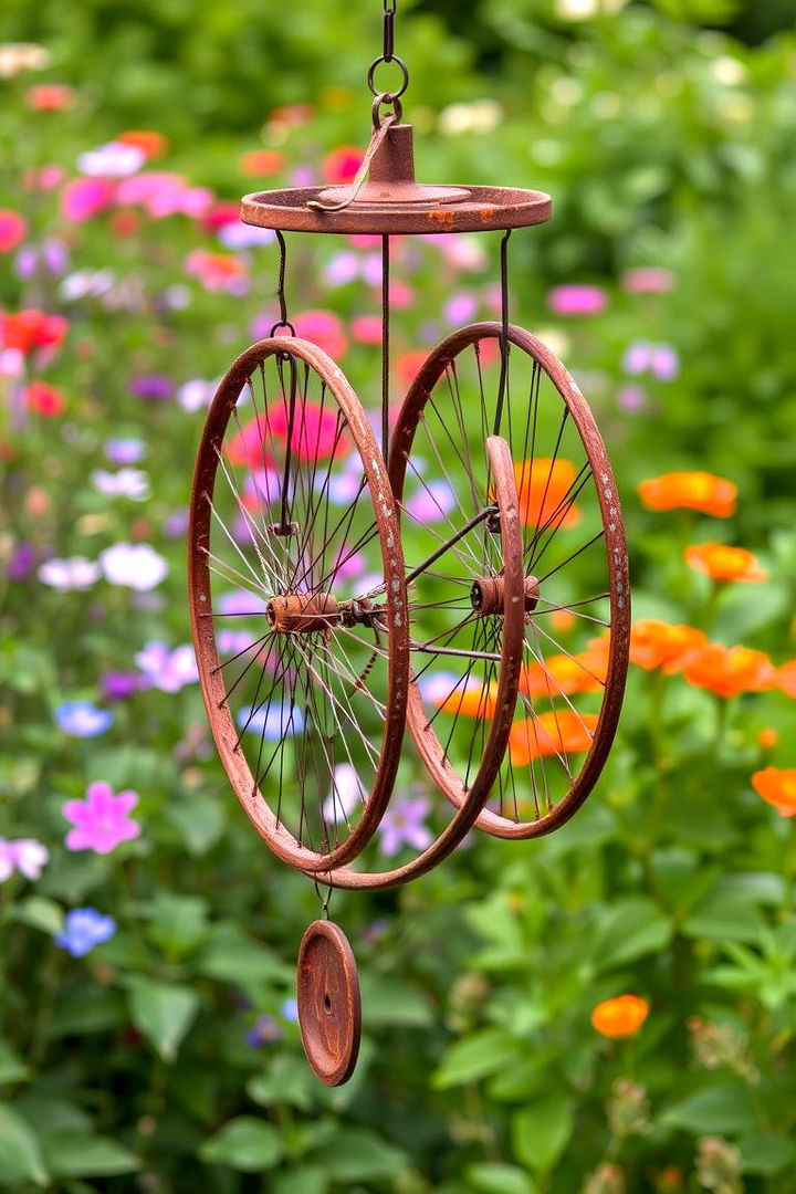 Rusted Spoke Wind Chimes - 22 Old Bicycle Garden Ideas