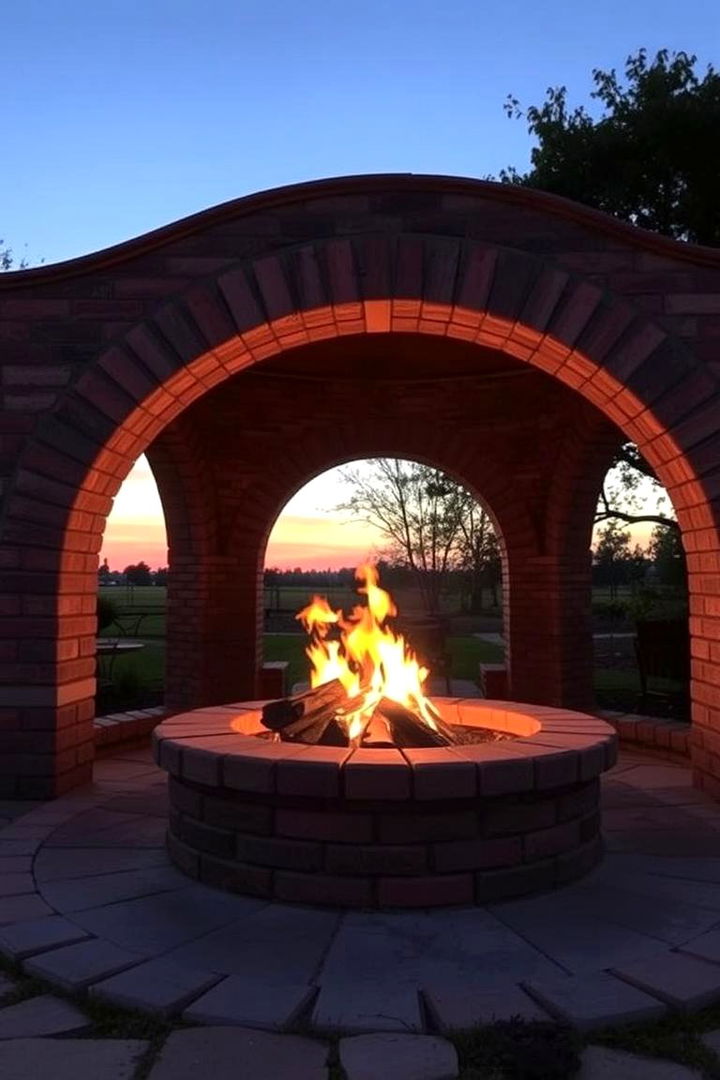 Rustic Arched Brick Formation - 22 Brick Fire Pit Ideas