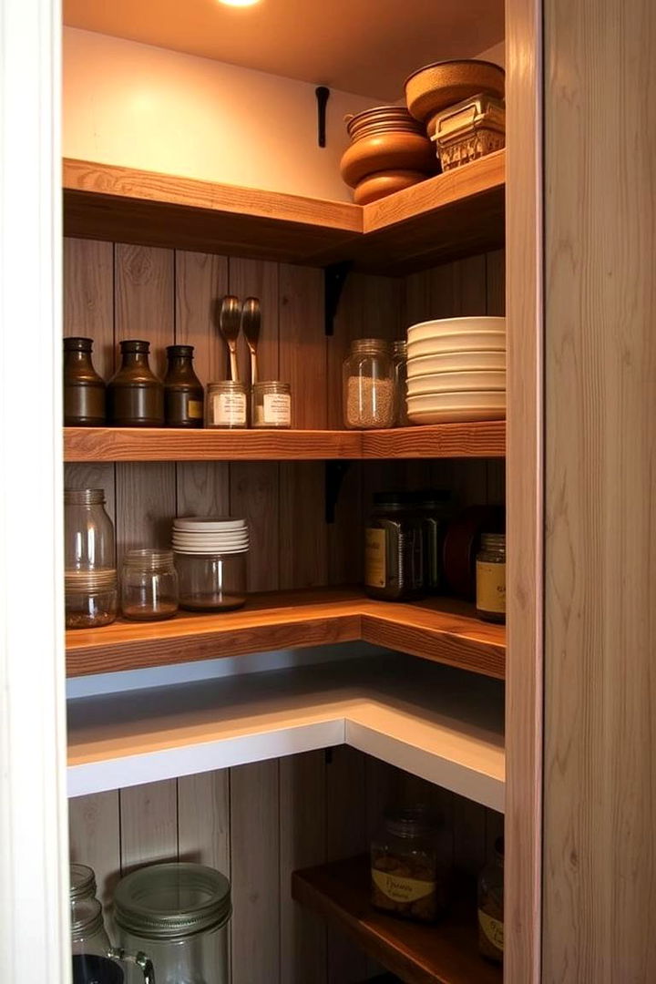 Rustic Barn Wood Shelving for Character - 22 Pantry Shelving Ideas