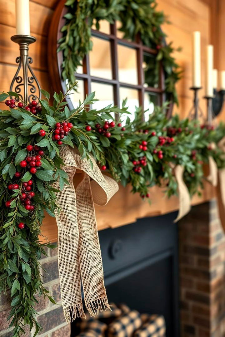 Rustic Berry and Burlap Charm - 22 Mantel Garland Ideas