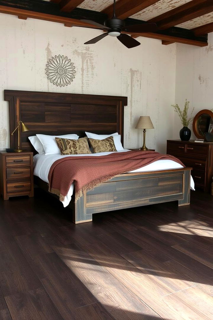 Rustic Blackwashed Wood Floors - 22 Black Floor Bedroom Ideas