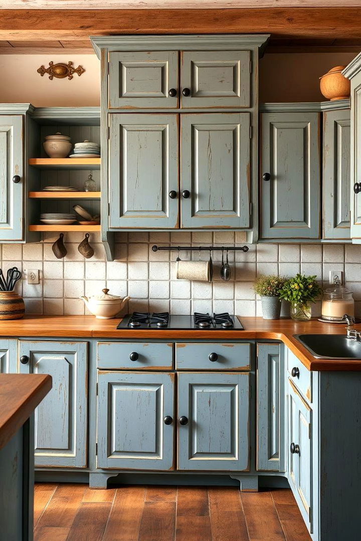 Rustic Blue Cabinetry - 22 Blue French Country Kitchen Ideas