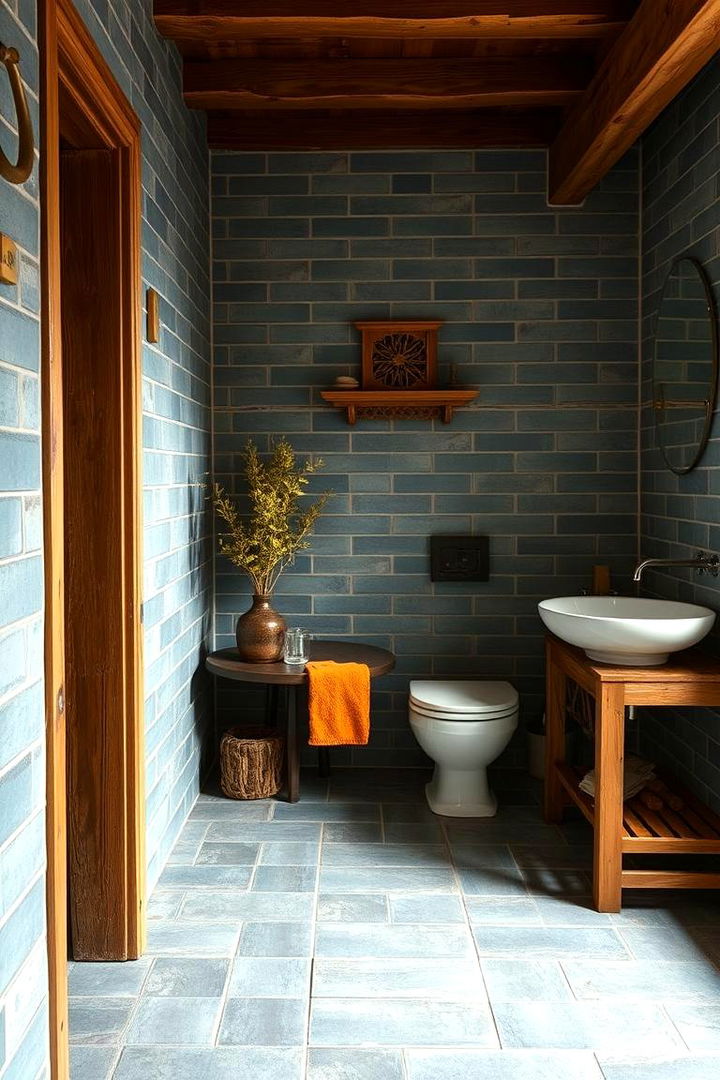 Rustic Blue Charm - 22 Blue Tile Bathroom Ideas