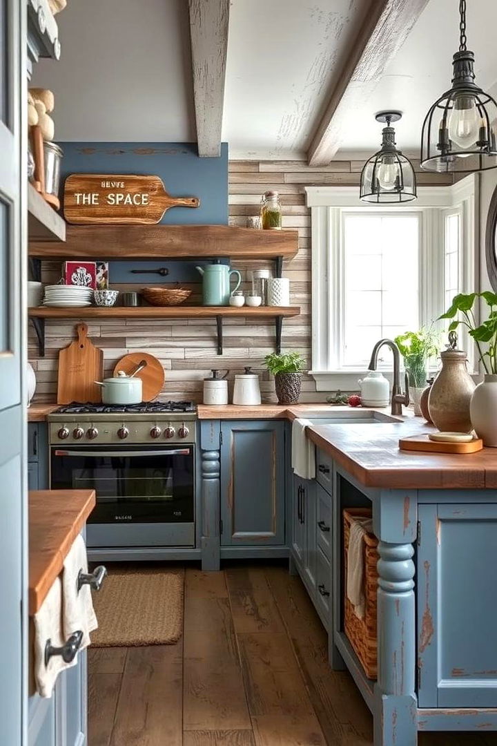 Rustic Blue Elements - 22 Blue and White Kitchen Ideas