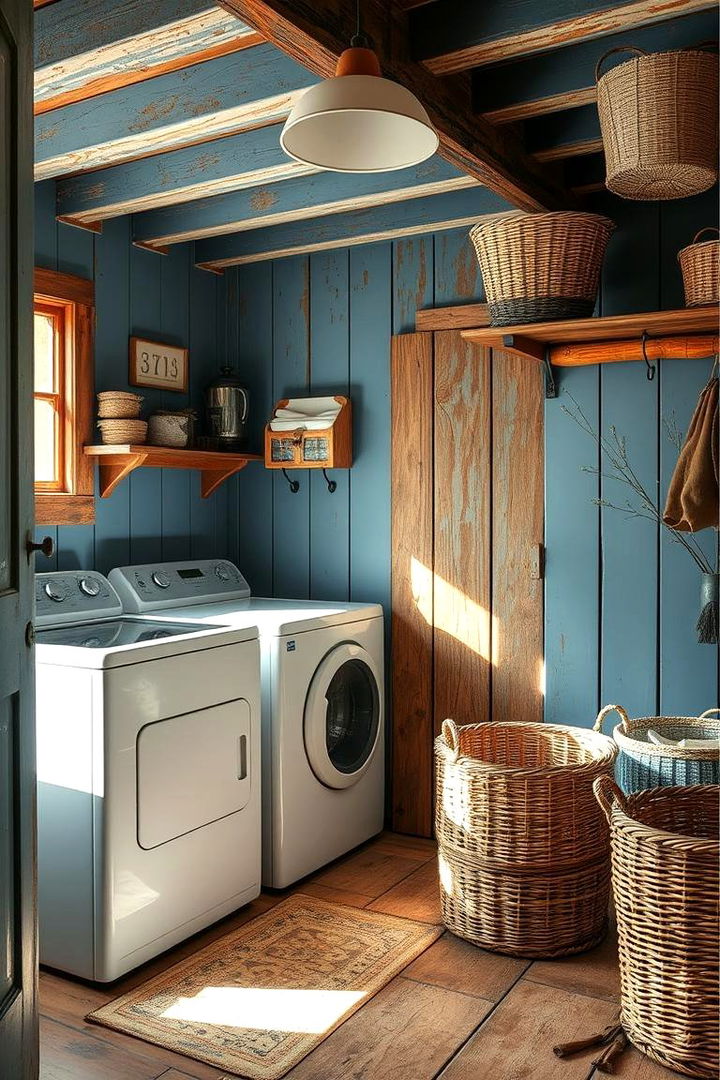 Rustic Blue Retreat - 22 Blue Laundry Room Ideas