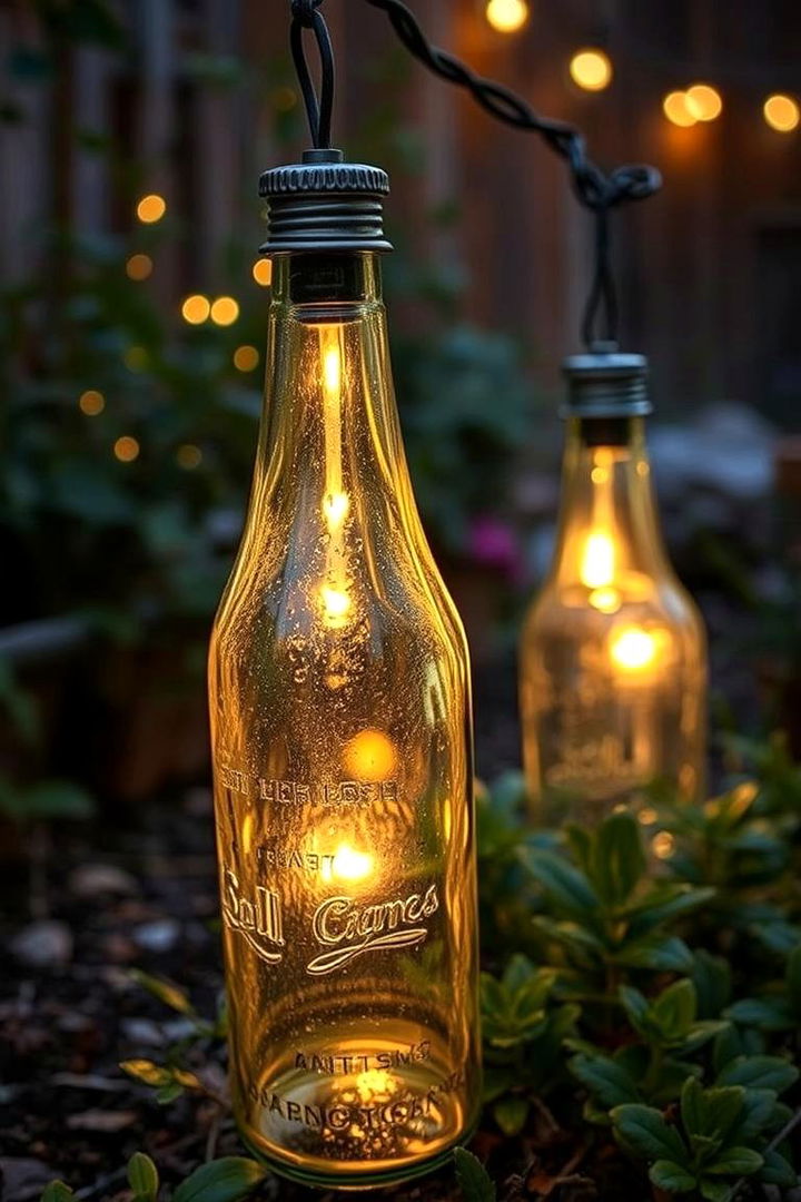 Rustic Bottle Lights - 22 Garden Lighting Ideas