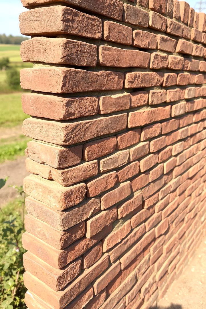 Rustic Brick Fence with Natural Weathering - Brick Fence Designs for Privacy and Classic Style