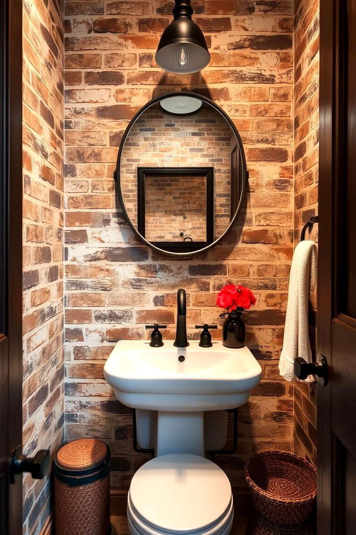 Rustic Brick Impressions - 22 Powder Room Wallpaper Ideas