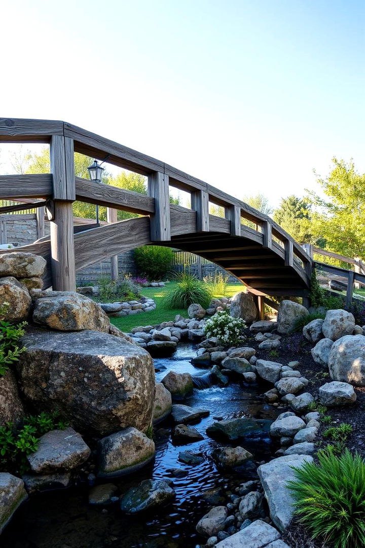 Rustic Bridge Over Stream - 22 Fairy Garden Ideas