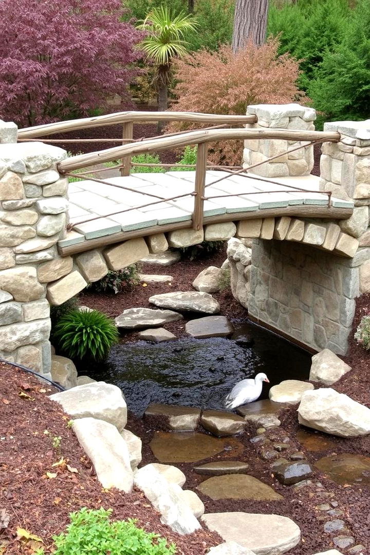 Rustic Bridge with Natural Stone Accents - 22 Garden Bridge Ideas