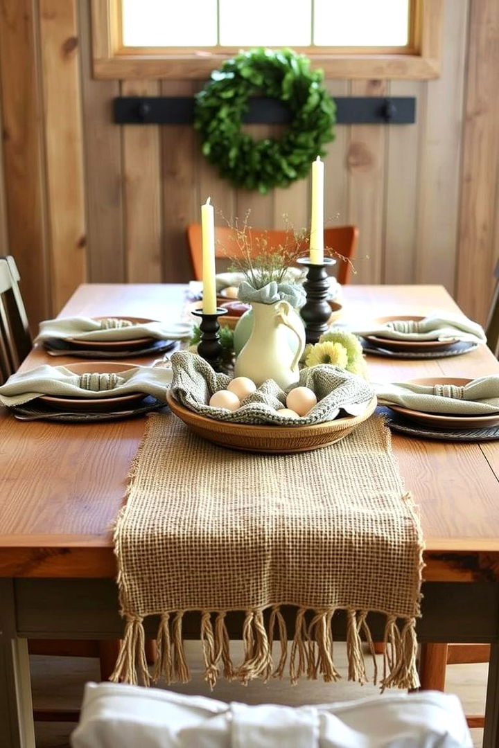 Rustic Burlap Table Runners - 22 Table Runner Ideas