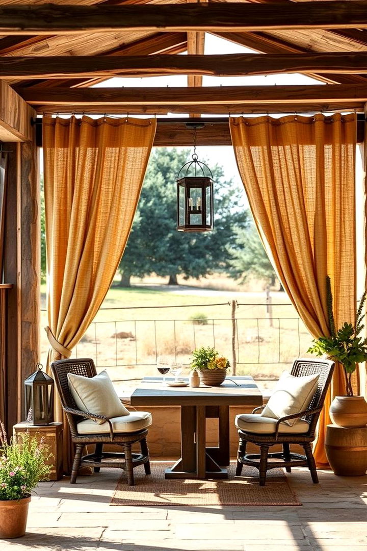 Rustic Burlap Textures for a Country Charm - 22 Patio Curtain Ideas