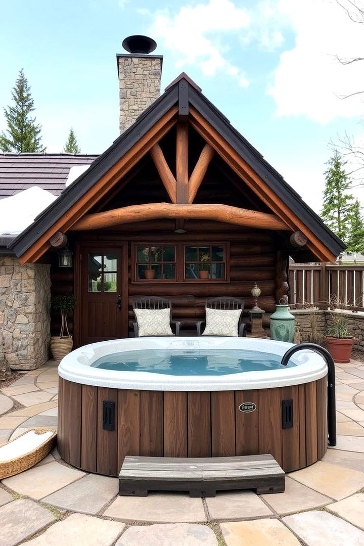 Rustic Cabin Inspired Sunken Spa - 22 Sunken Hot Tub Ideas