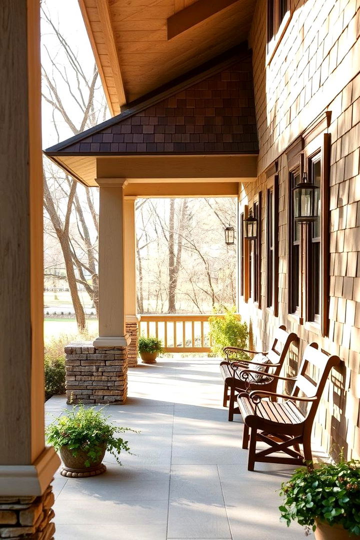 Rustic Cedar Shake Accents - 22 Colonial Front Porch Ideas