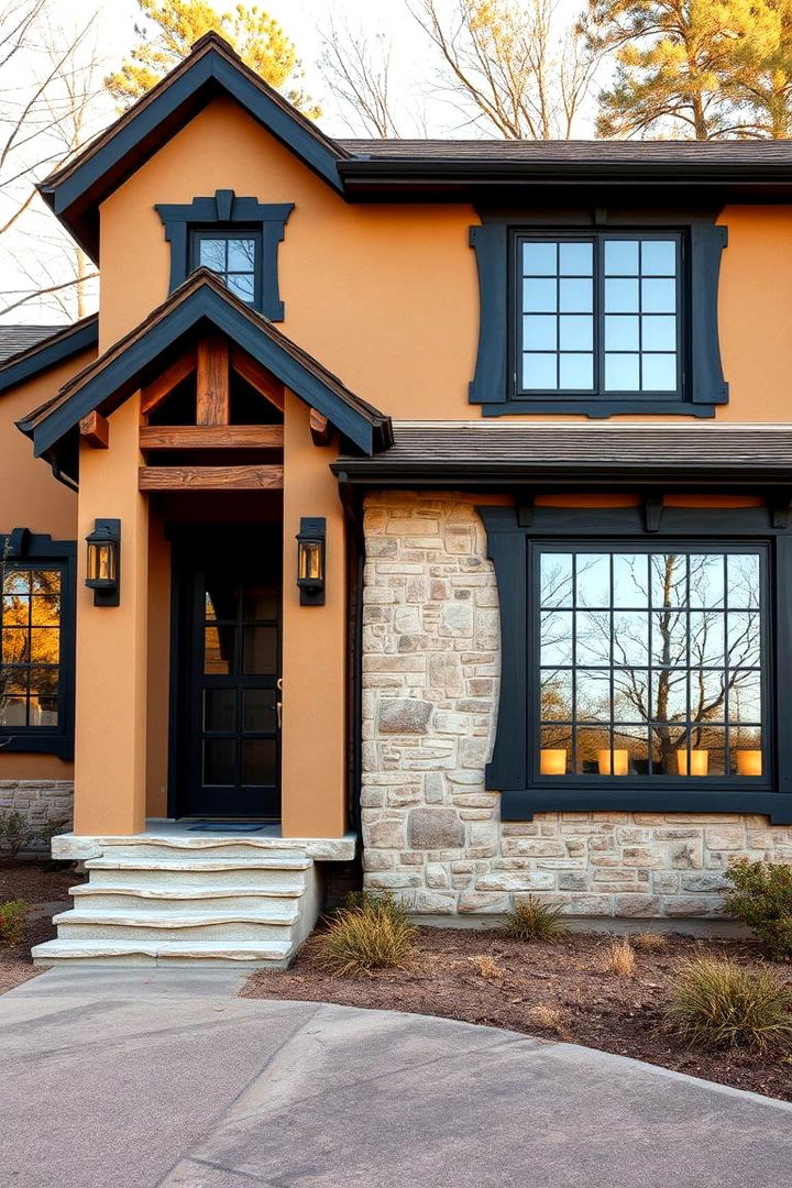 Rustic Charm - 22 Tan House With Black Trim Design Ideas