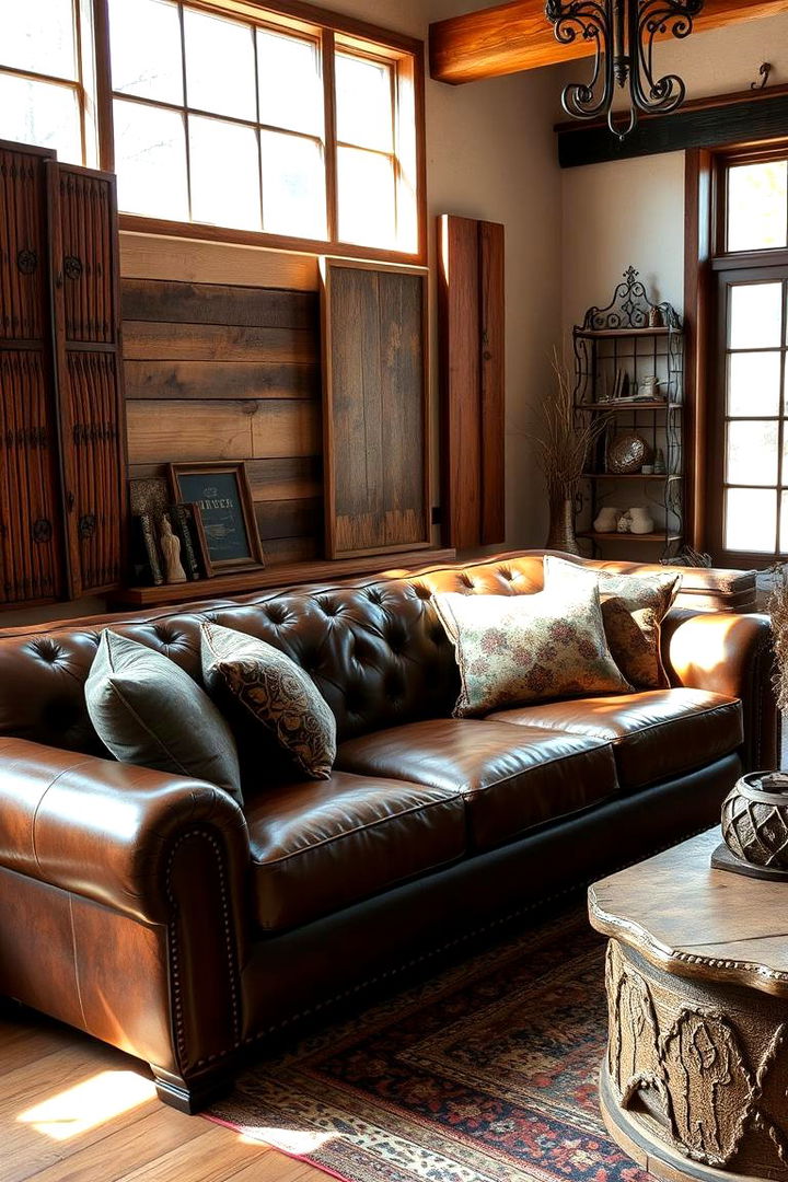 Rustic Charm - 22 Brown Leather Couch Living Room Ideas