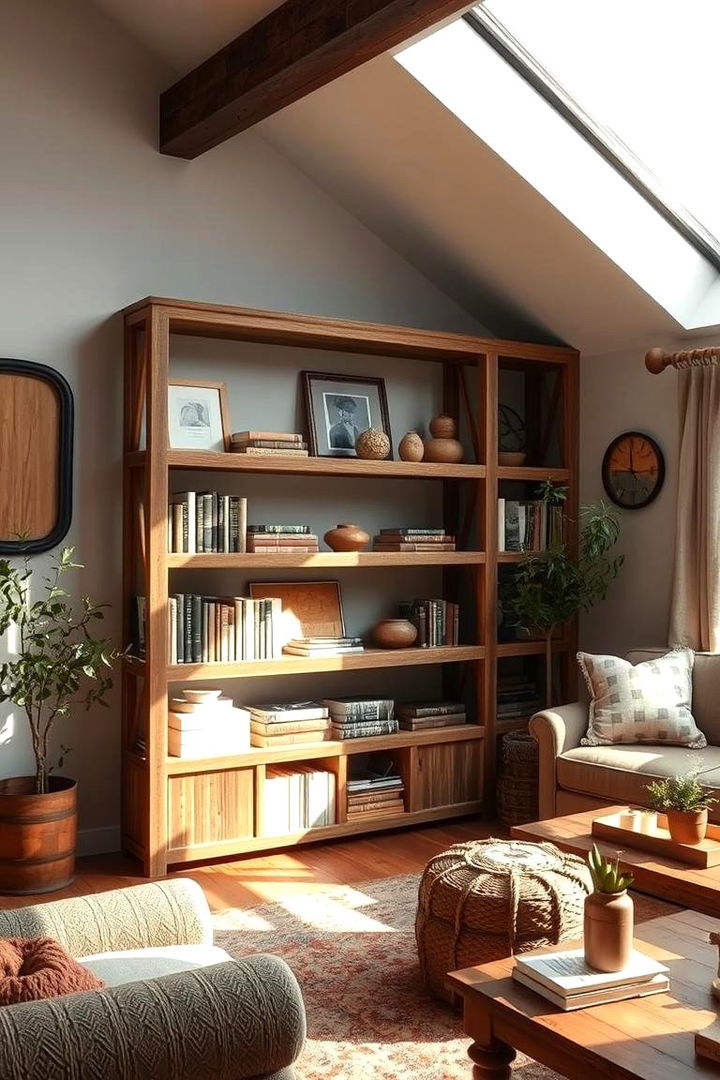 Rustic Charm Display - 22 Living Room Bookshelf Ideas