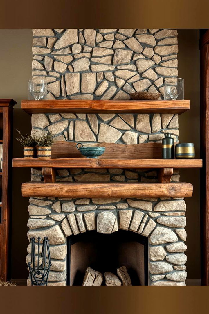 Rustic Charm Enhancements - 22 Fireplace Floating Shelves Design Ideas
