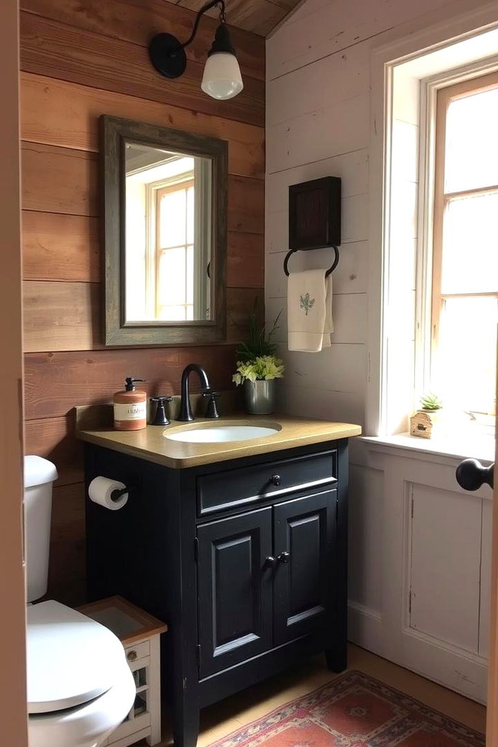 Rustic Charm Infusion - 22 Black Vanity Bathroom Ideas