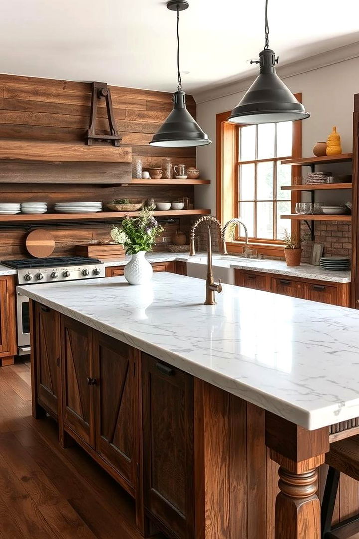 Rustic Charm Integration - 22 Marble Kitchen Island Ideas