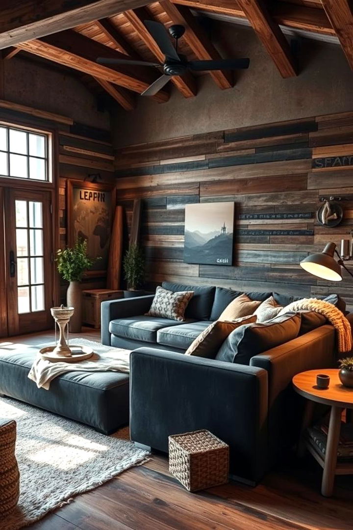 Rustic Charm Meets Contemporary Edge - 22 dark grey couch living room ideas
