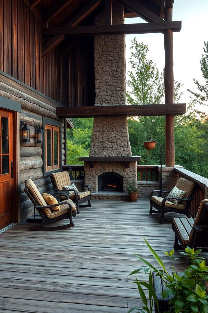Rustic Charm Retreat - 22 Covered Deck With Fireplace Ideas