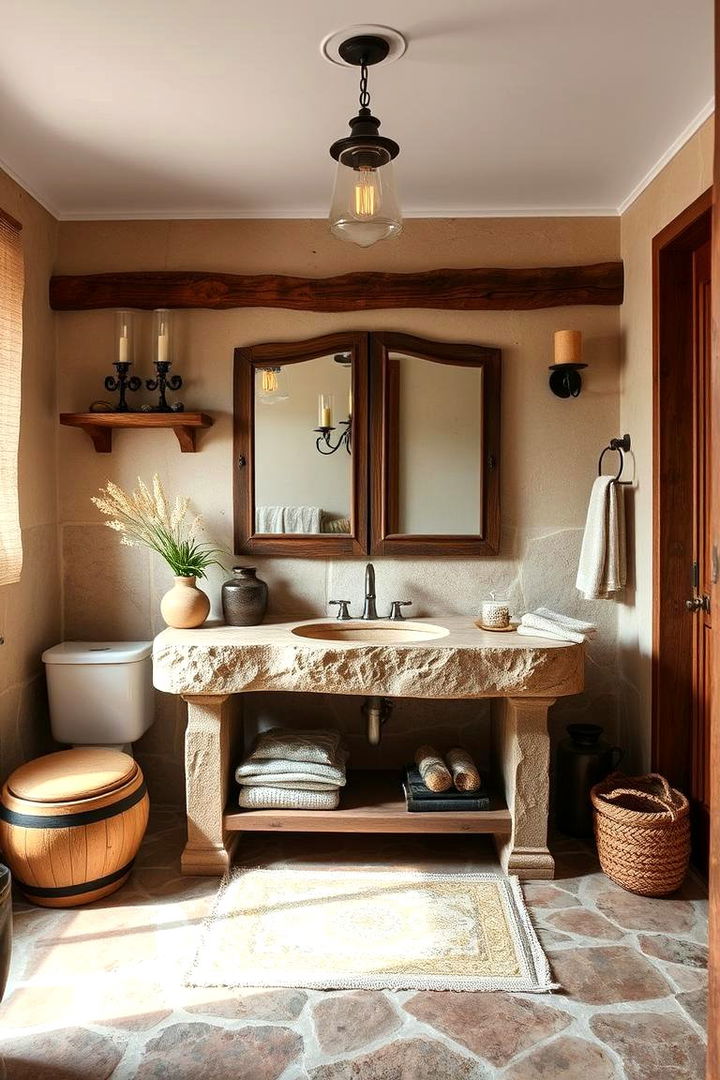 Rustic Charm Stone Vanity - 22 Stone Bathroom Ideas