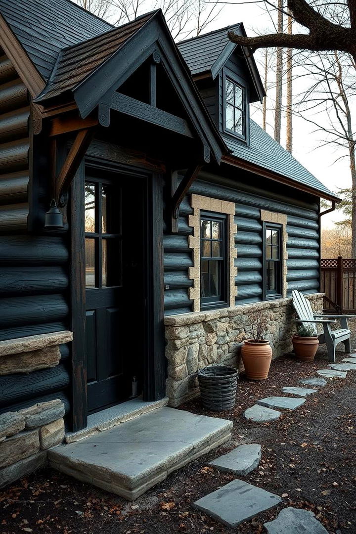 Rustic Charm in Bold Black - 22 black siding house ideas